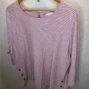 CJ Banks Pink Striped Long Sleeve Top